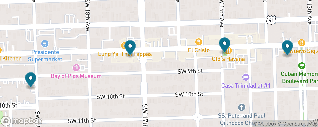 Map of the stops on “Little Havana: Calle Ocho on Foot”