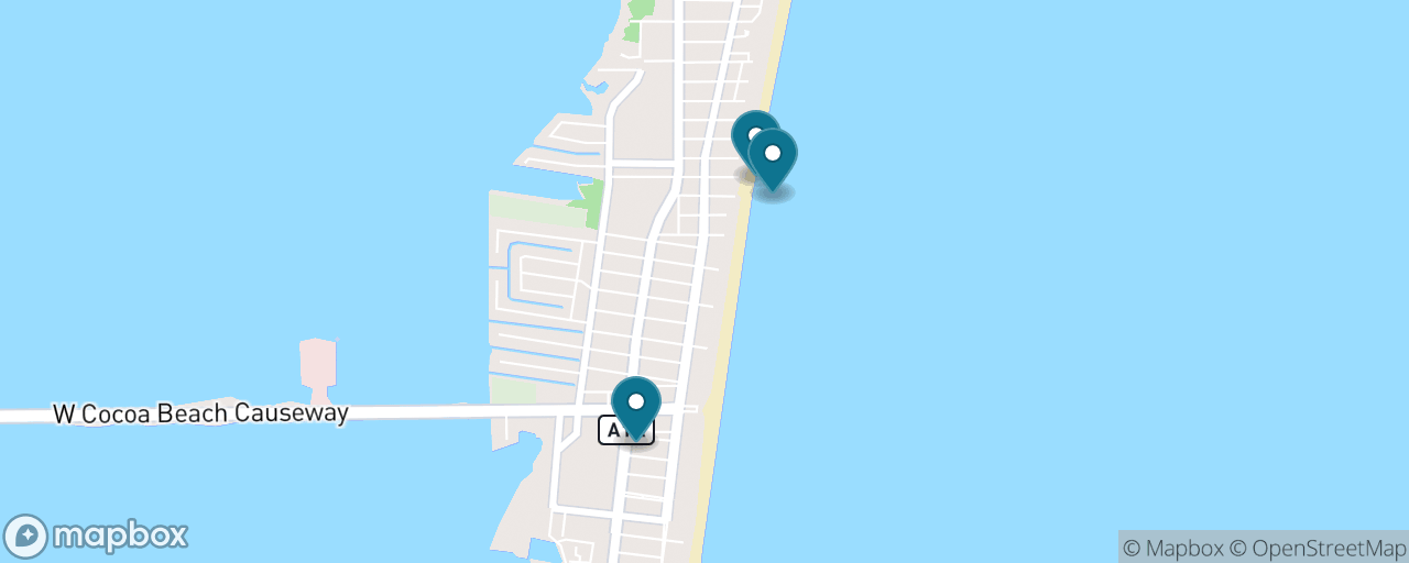 Map of the stops on “Classic Cocoa Beach — Ron Jon, the Pier and Toes in the Atlantic”
