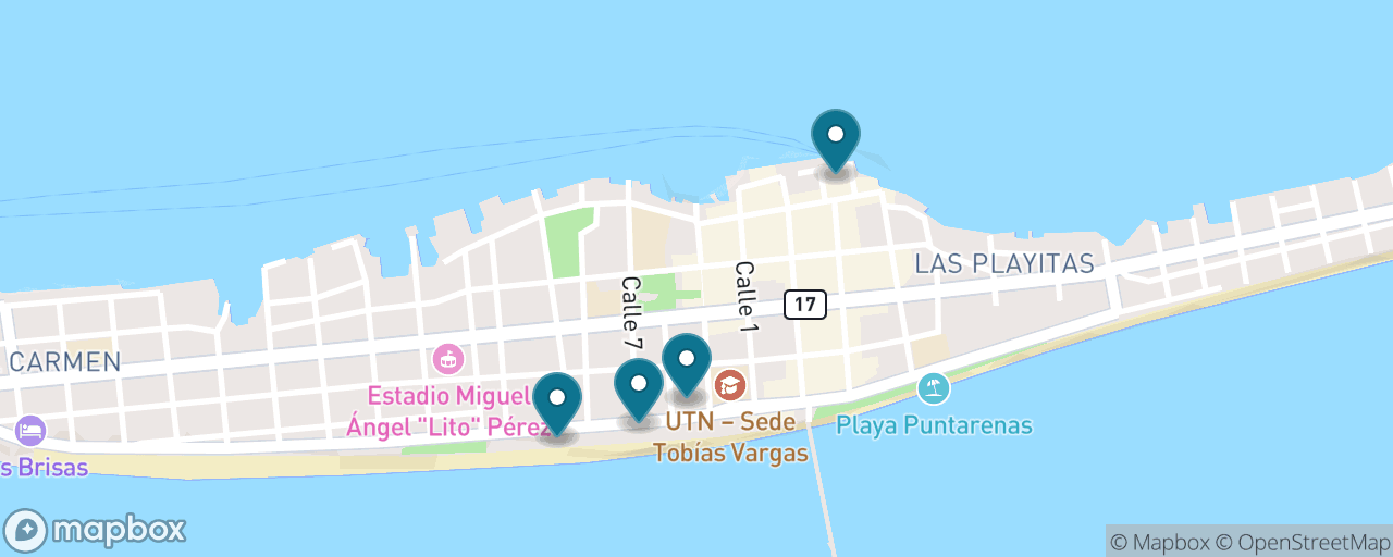 Map of the stops on “The Puntarenas Paseo & Churchill Stroll”