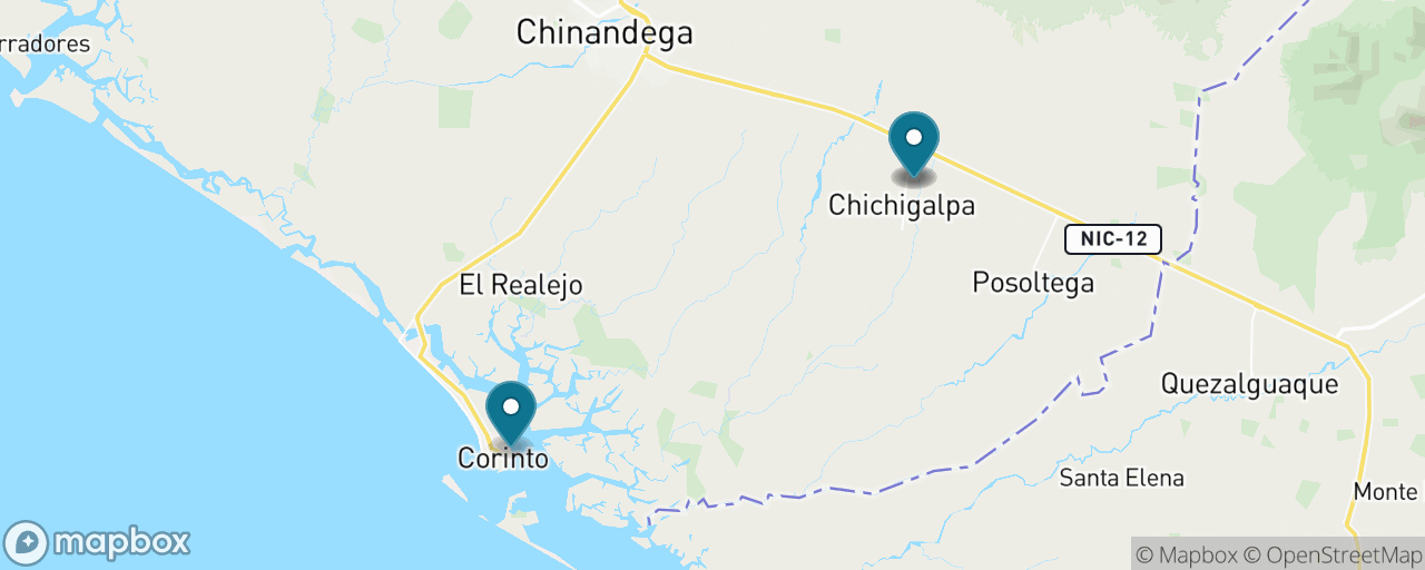 Map of the stops on “The Flor de Caña Rum Trail”