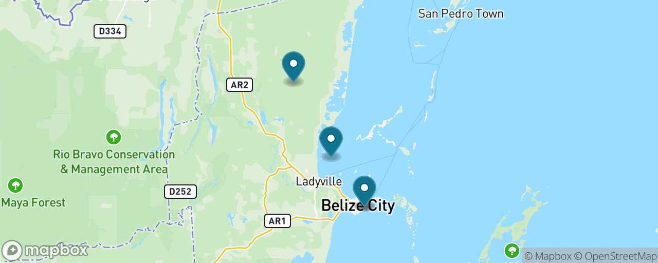 Map of the stops on “Altun Ha Maya Ruins”