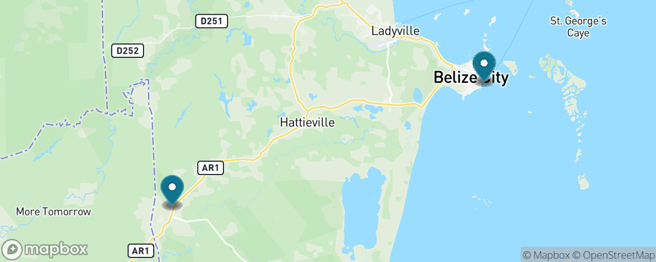 Map of the stops on “The Belize Zoo Wildlife Day”