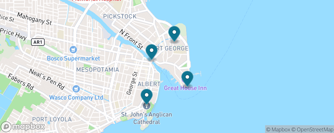 Map of the stops on “Belize City Heritage Walk”