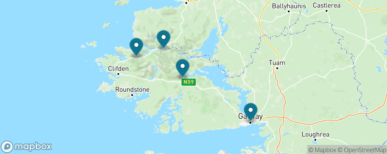 Map of the stops on “Connemara & Kylemore Abbey”