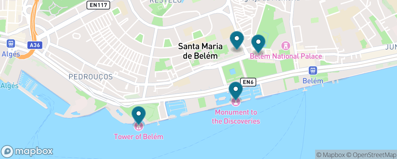 Map of the stops on “Belém: Monastery, Tower & the Original Custard Tart”