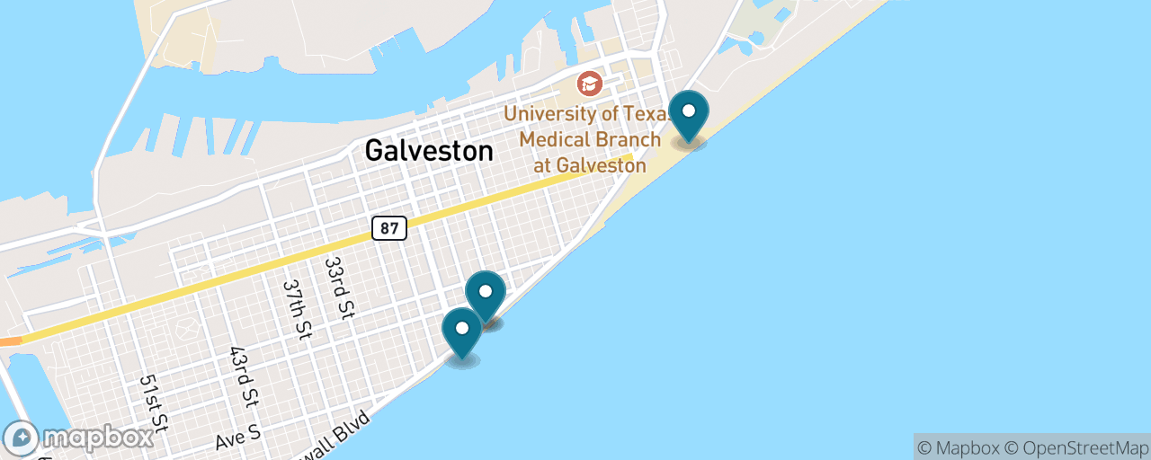 Map of the stops on “Seawall Ride & Gulf Beach Break”