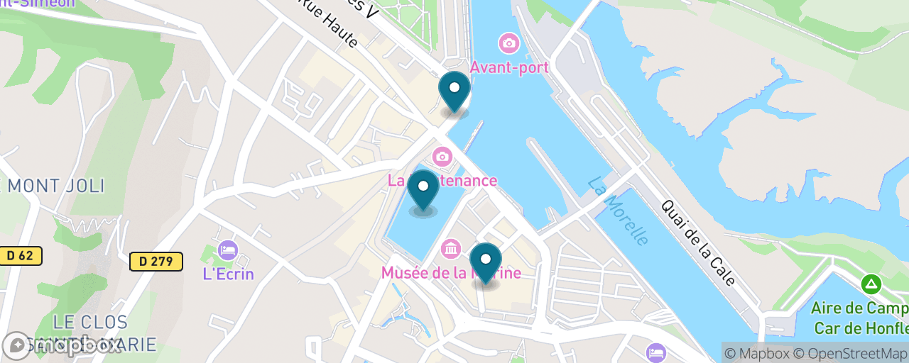 Map of the stops on “A Boat Trip under the Pont de Normandie and the Vieux Bassin”