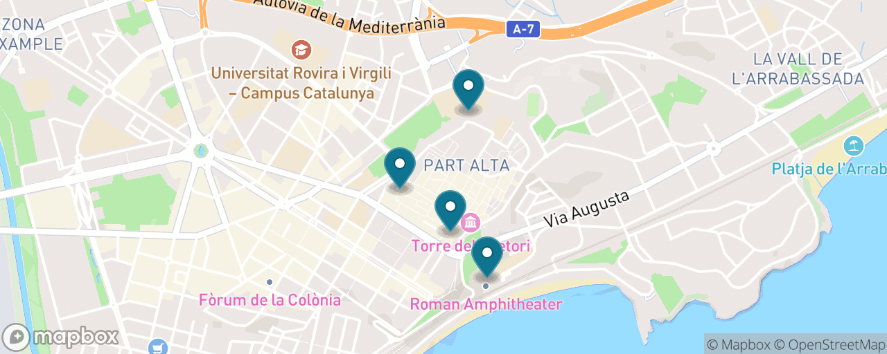 Map of the stops on “The Roman Tarraco Grand Slam”