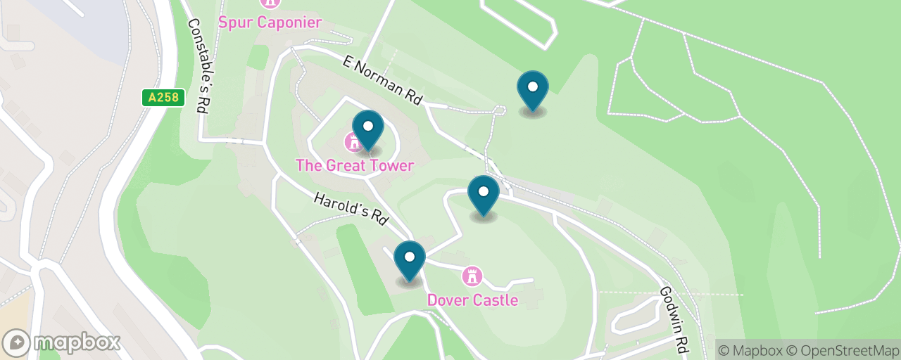 Map of the stops on “Dover Castle & the Secret Wartime Tunnels”