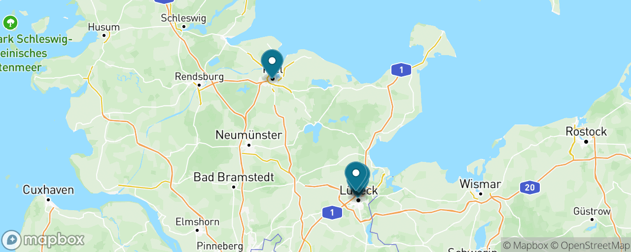 Map of the stops on “Lübeck UNESCO Hanseatic Old Town”