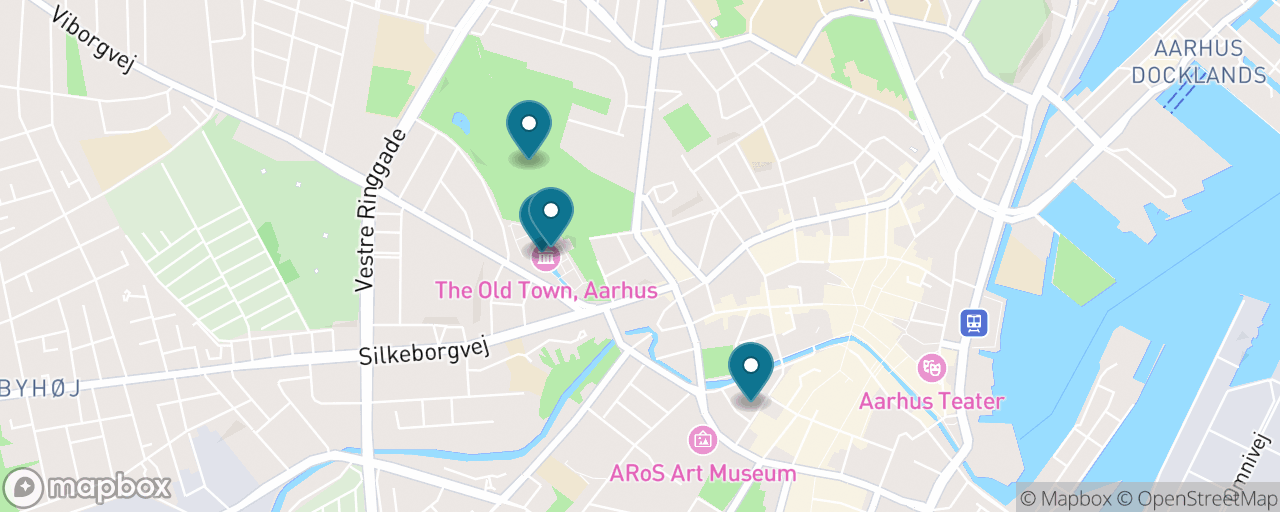 Map of the stops on “Den Gamle By, the Living Old Town”