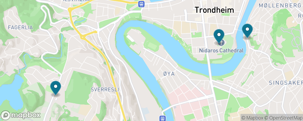 Map of the stops on “Sverresborg Folk Museum & Cathedral Heritage”