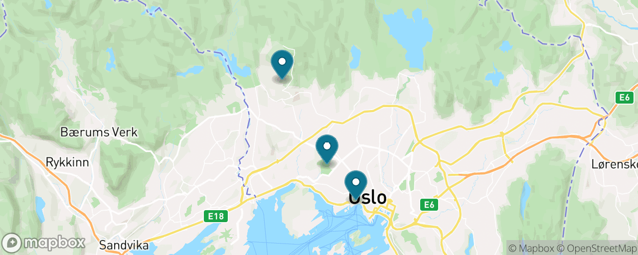 Map of the stops on “Vigeland & Holmenkollen by Tram and Metro”