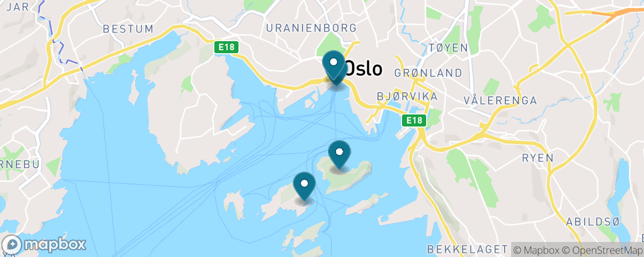 Map of the stops on “Island-Hopping the Inner Oslofjord”