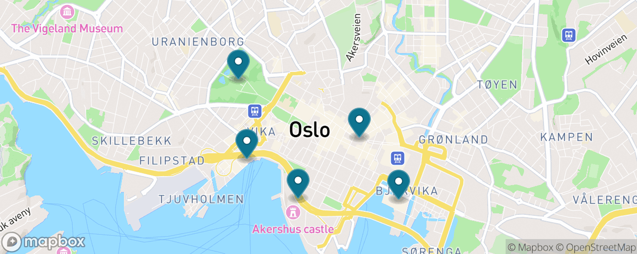 Map of the stops on “The Oslo Classic on Foot”