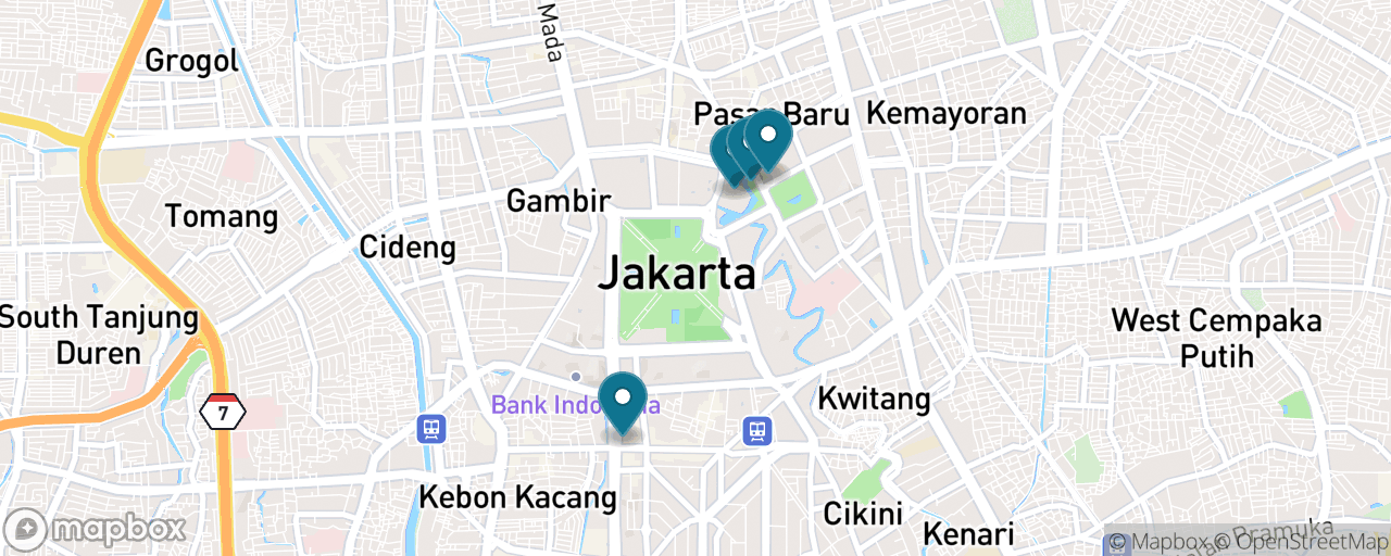 Map of the stops on “Two Faiths, One Tunnel: Istiqlal and the Cathedral”
