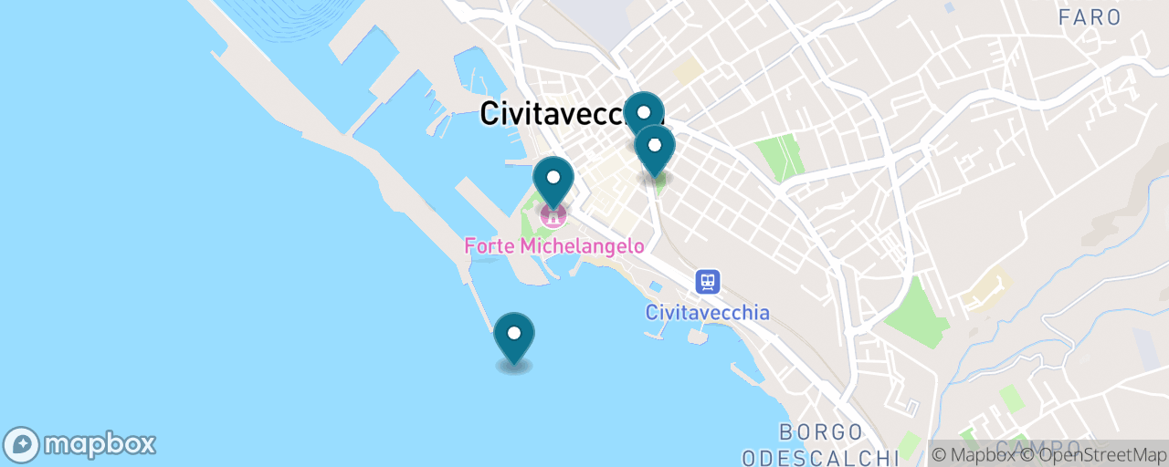 Map of the stops on “The Free Civitavecchia Morning”