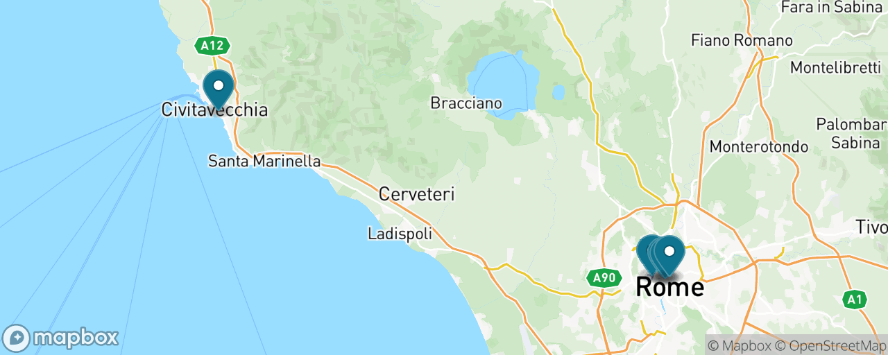 Map of the stops on “Rome's Free Half”
