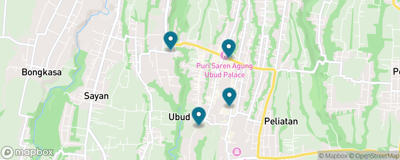 Map of the stops on “Ubud on Foot: Ridge Walk & Monkey Forest”
