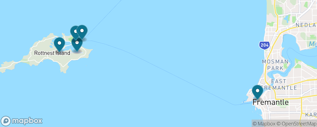 Map of the stops on “Rottnest Island: Quokkas & Bikes”