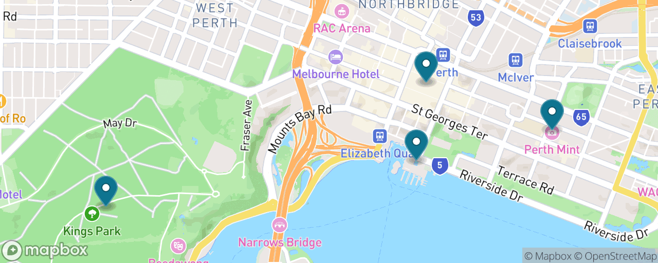 Map of the stops on “Perth in a Day”