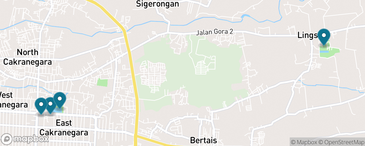 Map of the stops on “Cakranegara: Temples, Palace and Market”
