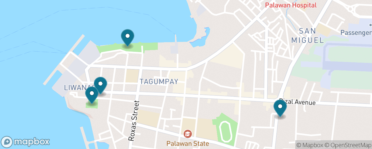 Map of the stops on “Puerto Princesa City in Half a Day”