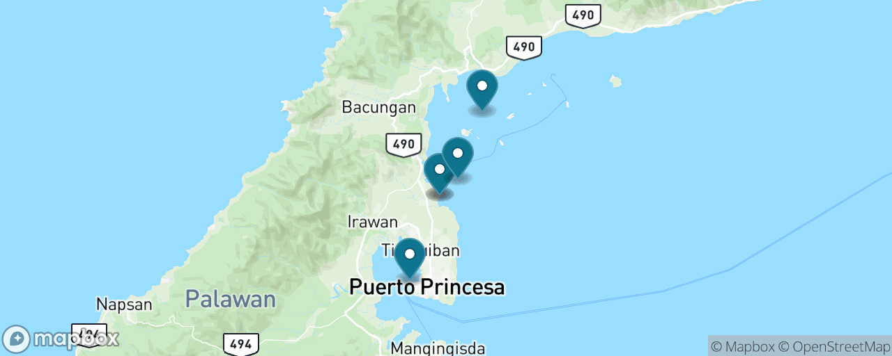Map of the stops on “Honda Bay Island Hopping”