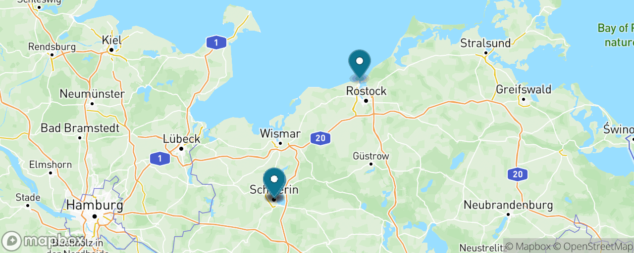 Map of the stops on “Schwerin — The Fairy-tale Castle”