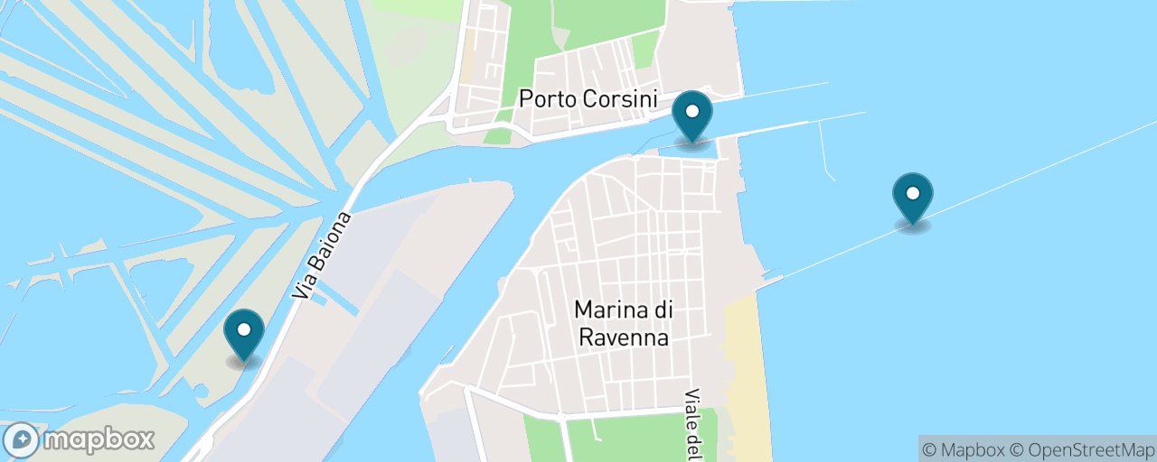 Map of the stops on “Porto Corsini on Foot: Beach, Seafront & Lagoon”