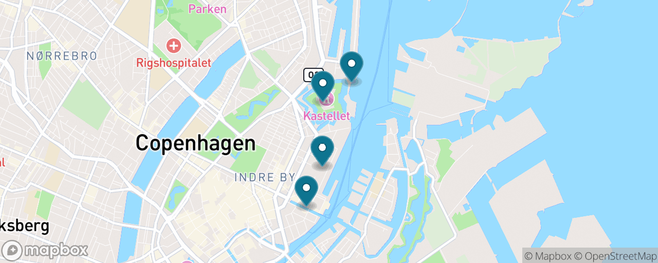 Map of the stops on “Copenhagen's Greatest Hits on Foot”