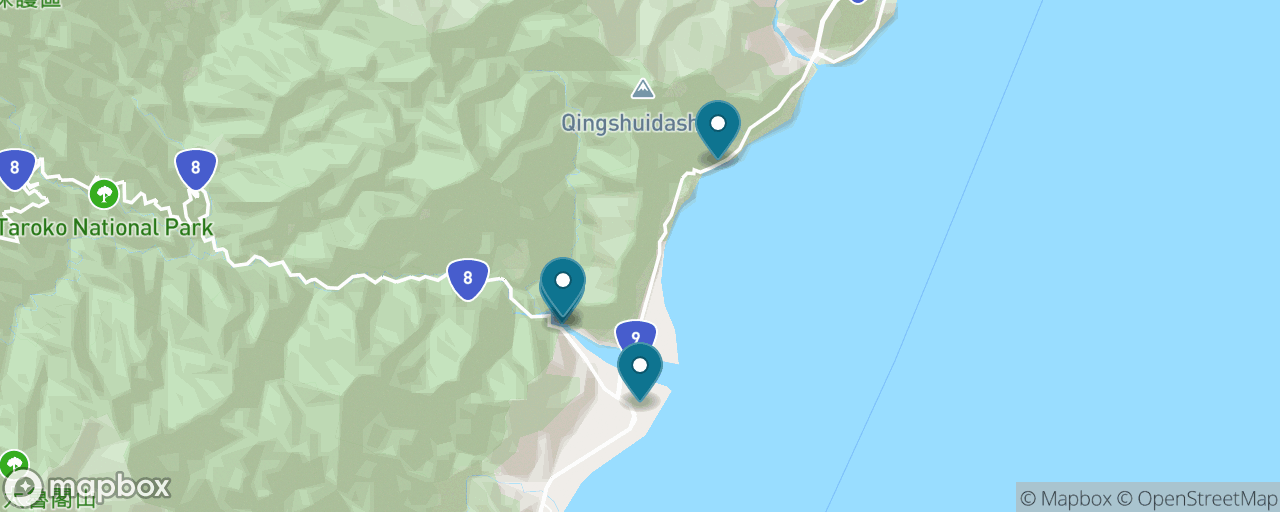 Map of the stops on “The Big Scenery, Safely: Qingshui Cliffs and the Taroko Archway”