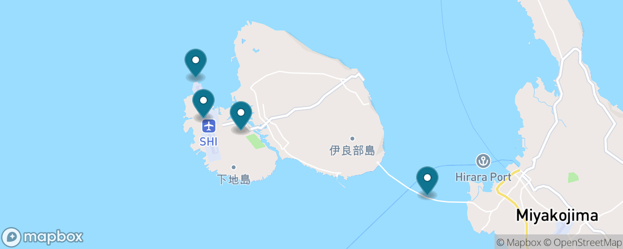 Map of the stops on “The Great Bridges — Irabu, Toriike & 17 END”