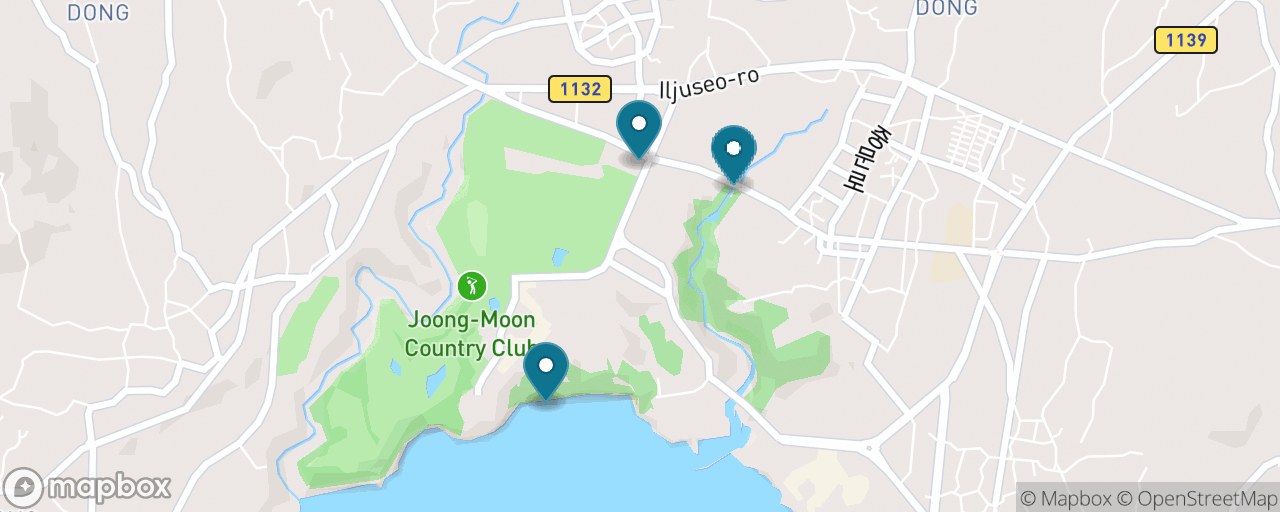 Map of the stops on “Jungmun resort day: volcanic beach and the glass-dome garden”