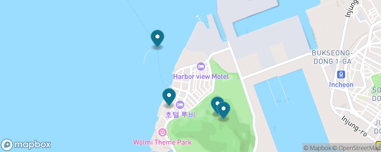 Map of the stops on “Wolmido waterfront: the Sea Train, a hilltop garden & a seafood lunch”