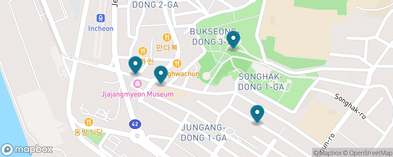 Map of the stops on “The free Incheon day: Open Port history walk & Jayu Park”