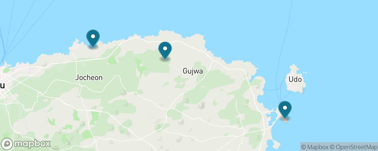Map of the stops on “Two UNESCO Wonders: Sunrise Peak & Manjanggul Lava Tube”