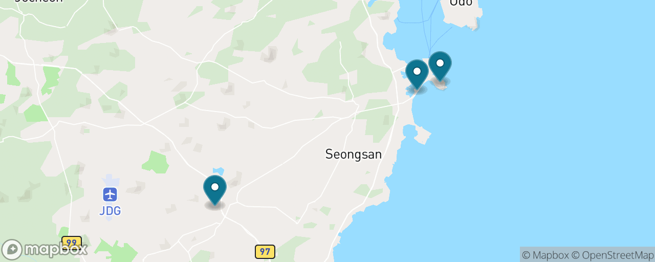 Map of the stops on “Seongsan Sunrise Peak & the East Coast”