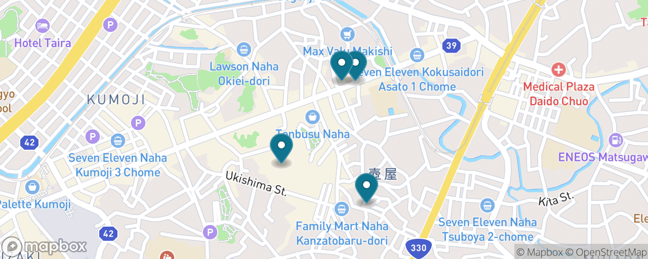 Map of the stops on “Old Naha on Foot: Market, Pottery Lanes & Street Food”