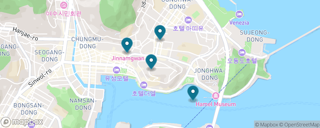 Map of the stops on “Admiral Yi Sun-sin: A Free Naval-Heritage Walk”