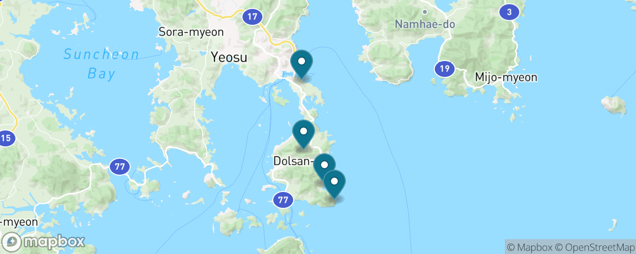 Map of the stops on “Hyangiram Hermitage & the Dolsan Cliff Coast”