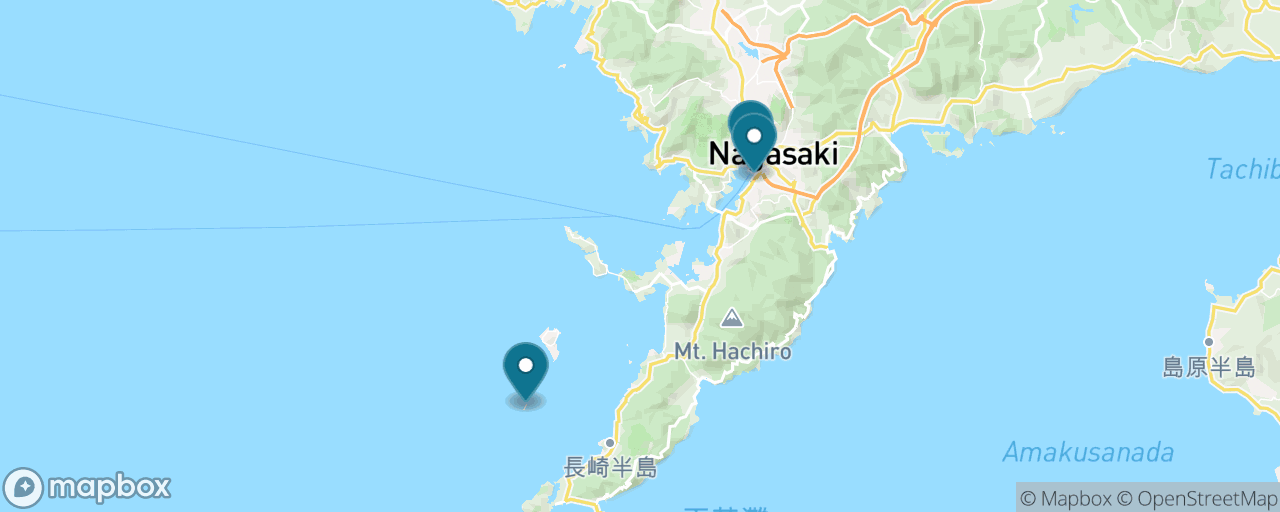 Map of the stops on “Gunkanjima: Battleship Island”