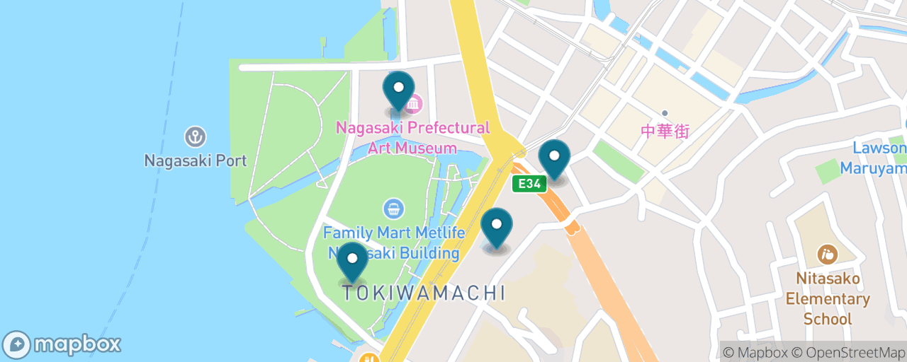 Map of the stops on “Champon & Castella Food Walk”