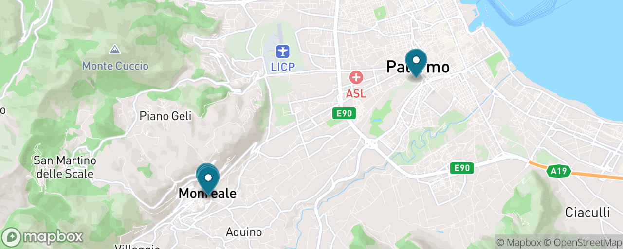 Map of the stops on “Monreale's Golden Cathedral by Local Bus”