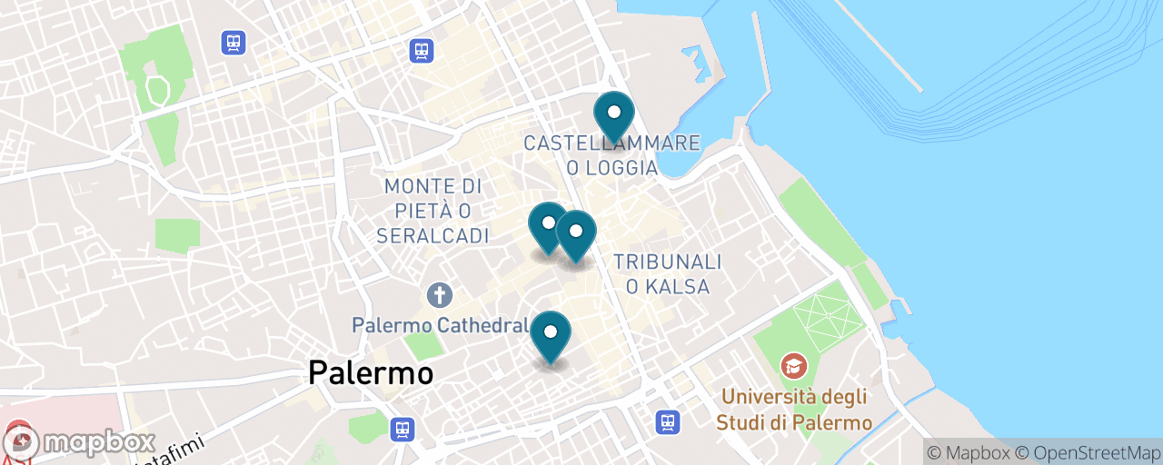 Map of the stops on “Palermo Street-Food Market Graze”