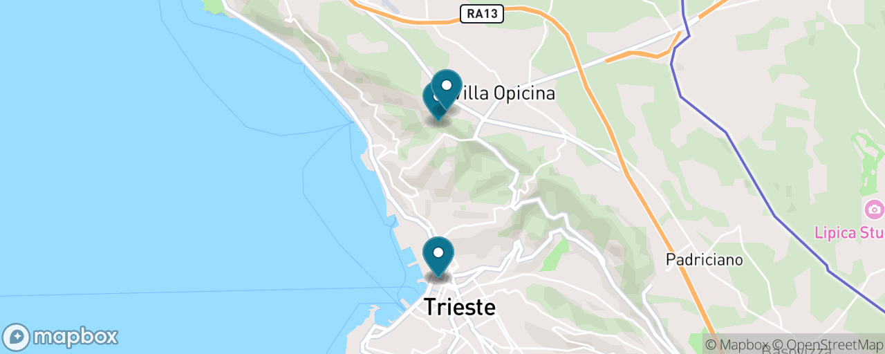 Map of the stops on “The Opicina Tram Ride”