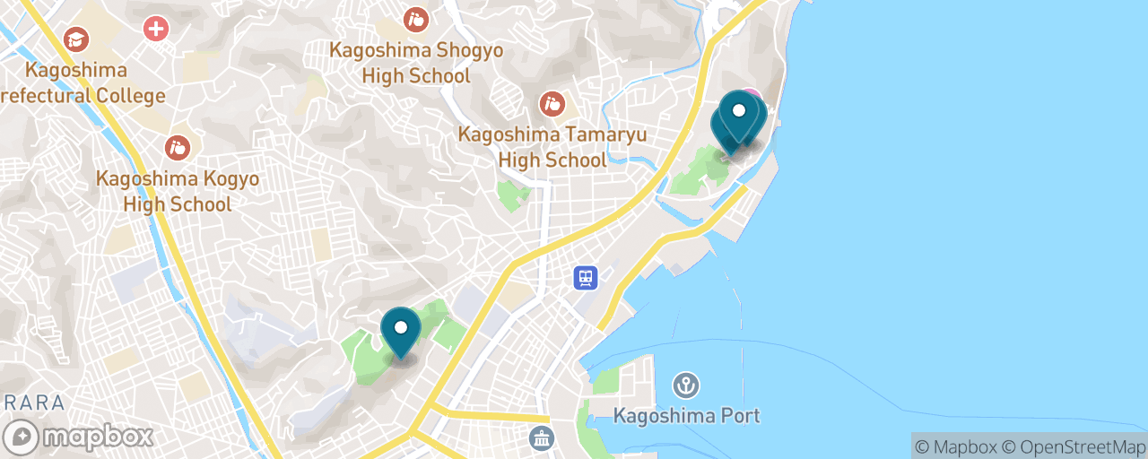 Map of the stops on “Sengan-en & Shimazu Heritage”