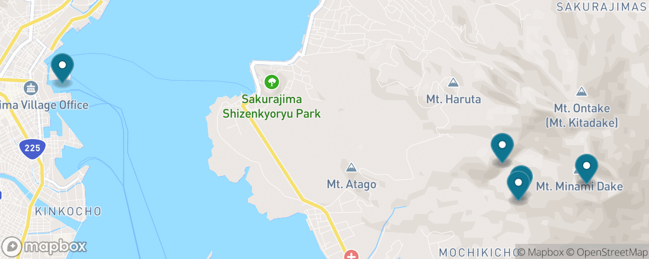 Map of the stops on “Sakurajima Volcano Explorer”