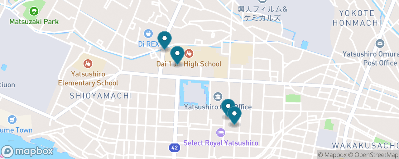 Map of the stops on “Yatsushiro Old Town on Foot”
