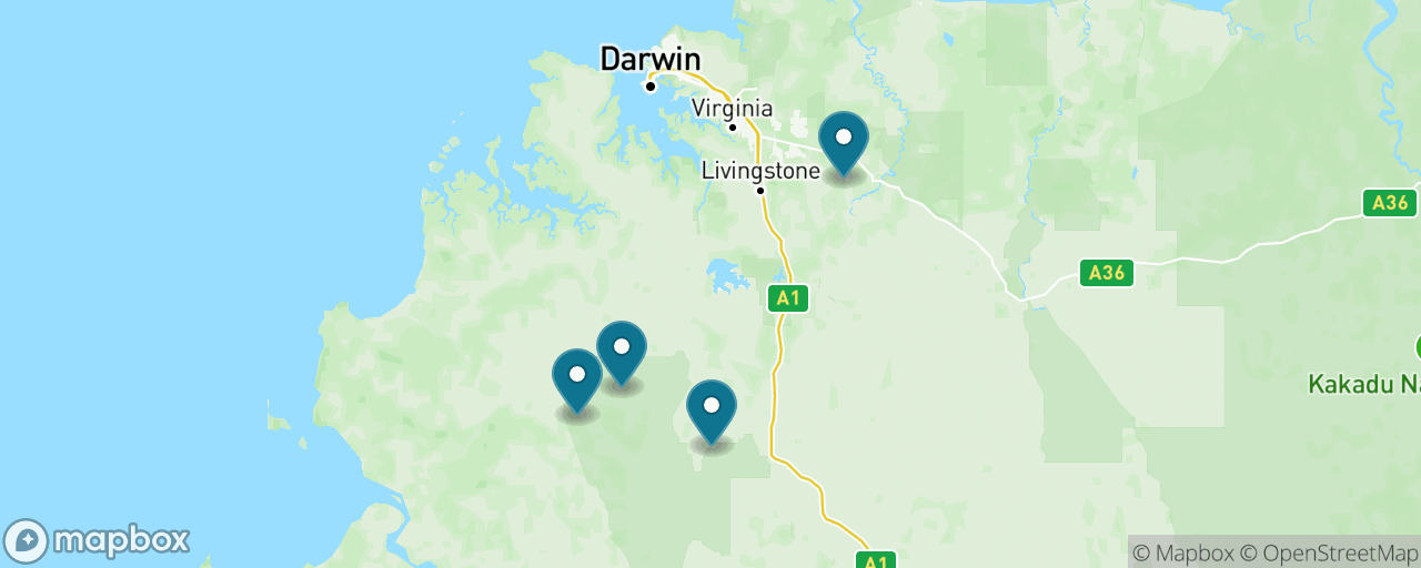 Map of the stops on “Litchfield Falls & Jumping Crocs”